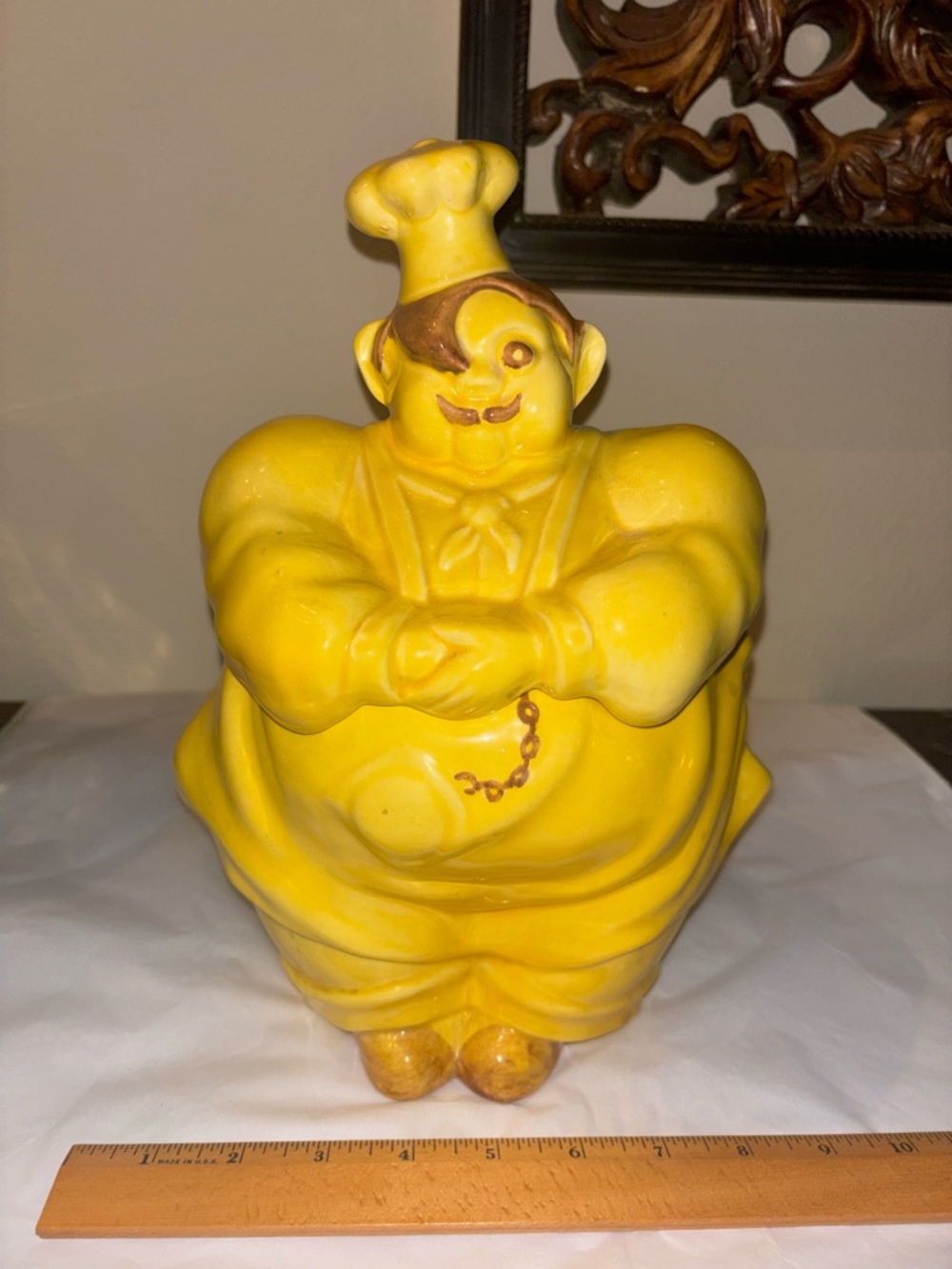 Vintage 1940s Red Wing Chef Pierre Cookie Jar - Yellow Pottery